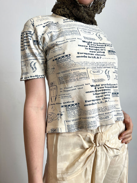 Vintage 1970's Newspaper Print T-Shirt