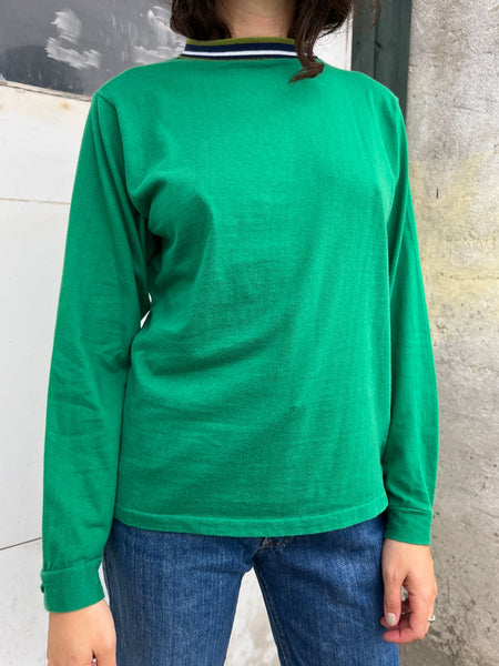 Vintage 1960's - Early 70's Green Long Sleeved Cotton Shirt