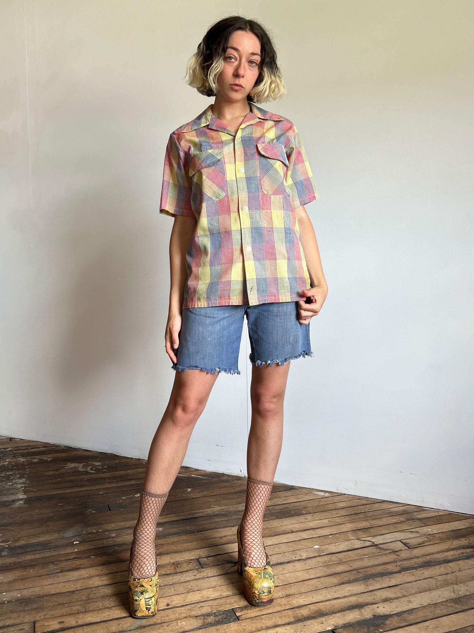 VIntage 1950's - 60's National Brand Loop Collar Short Sleeve Shirt