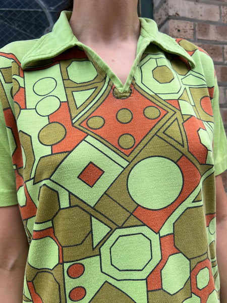 Vintage 1960's Cotton Geometric Print Shirt