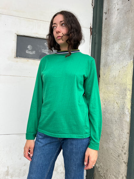 Vintage 1960's - Early 70's Green Long Sleeved Cotton Shirt