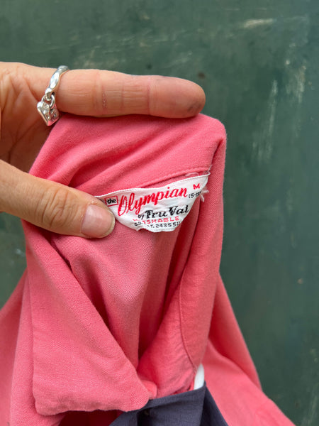 Vintage 1940's Rayon Pink Short Sleeve Shirt