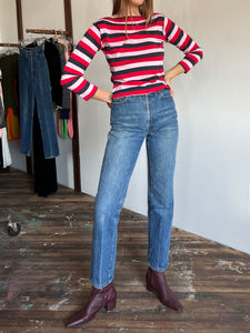 Vintage 1950's - Early 1960's Striped Cotton Boat Neck Shirt