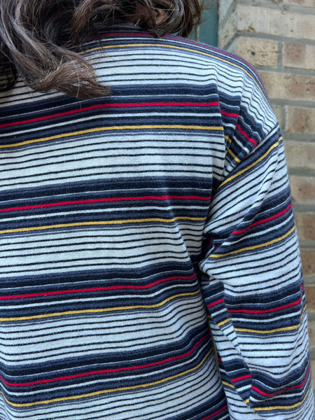 Vintage 1950's Striped Boat Neck Three Quarter Sleeve Cotton Top