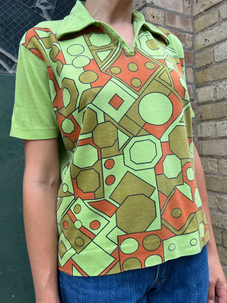 Vintage 1960's Cotton Geometric Print Shirt