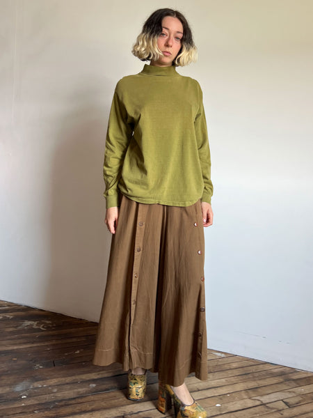 Vintage 1960's Olive Green Cotton Turtleneck