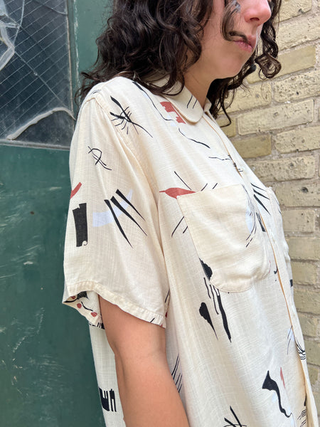 Vintage 1940's - 50's Fruit of the Loom Loop Collar Button Down