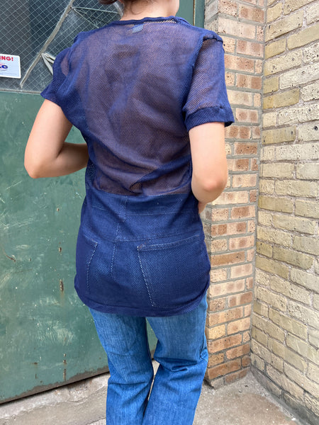 Vintage 1970's Blue Mesh T-Shirt by Towncraft