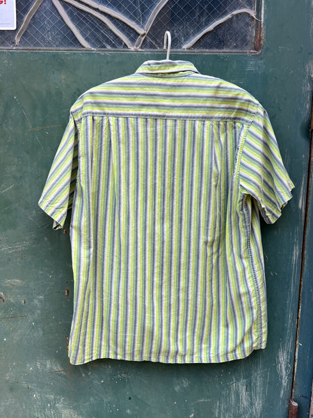 Vintage 1950's Striped Cotton Button Down Short Sleeve Shirt