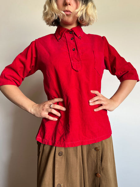 Vintage 1940's Red Corduroy Blouse