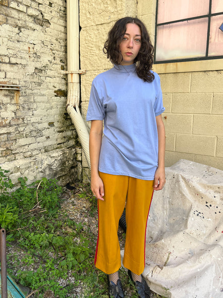 Vintage 1960's Cotton Periwinkle Short Sleeve Turtleneck