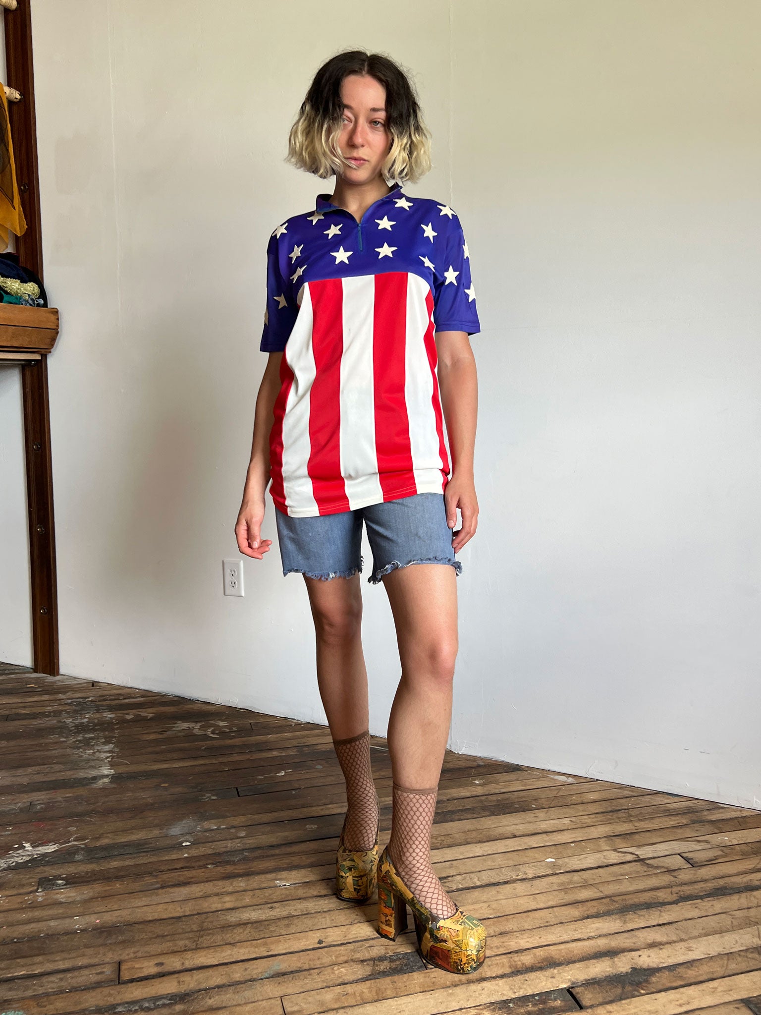 Vintage 1960's Athletic Jersey, Appliqué Stars