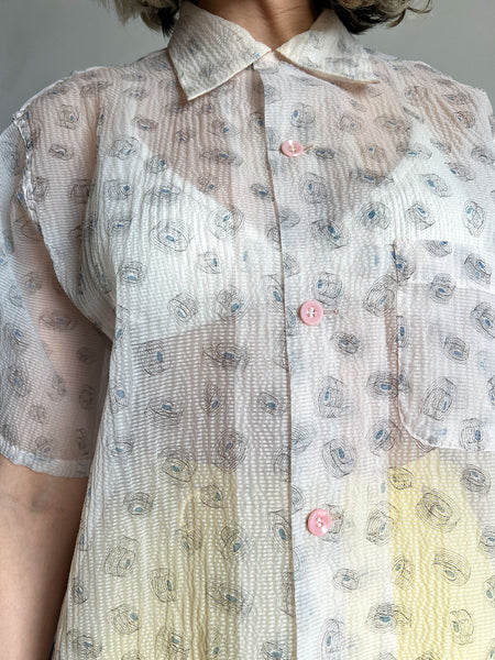 Vintage 1940's Nylon Button Down Shirt, Floating Records