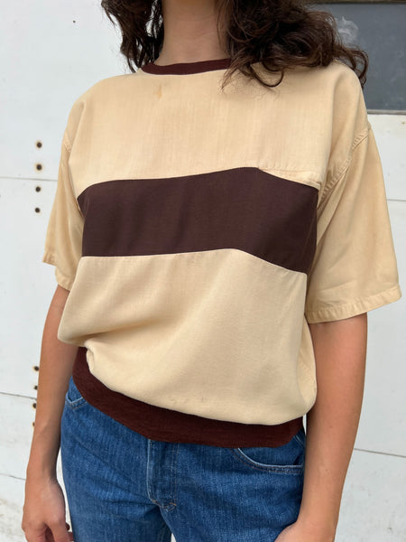 Vintage 1940's Striped Short Sleeve Rayon Top