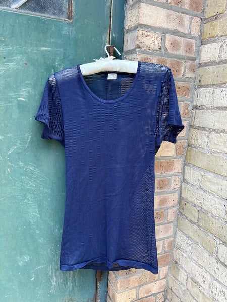 Vintage 1970's Blue Mesh T-Shirt by Towncraft