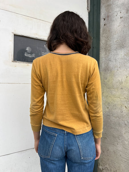 Vintage 1960's Mustard Cotton Long Sleeve Shirt