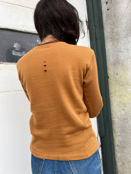 Vintage 1960's Goldenrod Cotton Ribbed Shirt