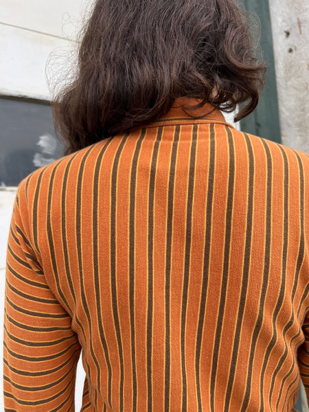 Vintage 1960's Orange Striped Long Sleeve Polo Shirt