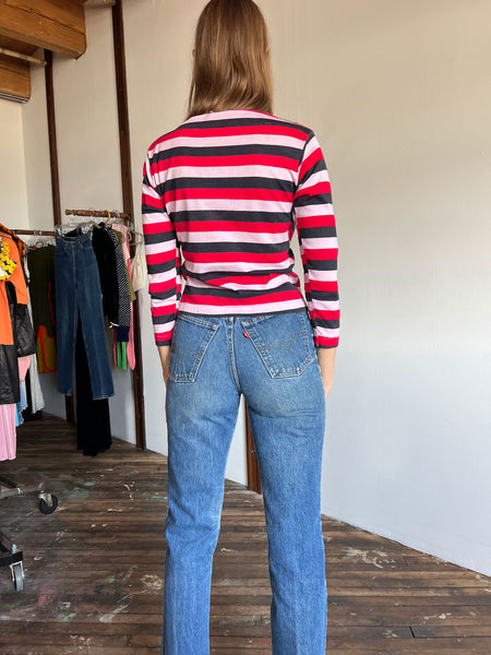 Vintage 1950's - Early 1960's Striped Cotton Boat Neck Shirt