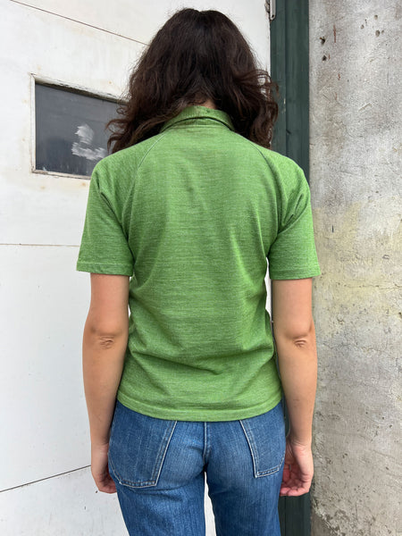 Vintage 1960's - 1970's Green Collared Short Sleeve Shirt