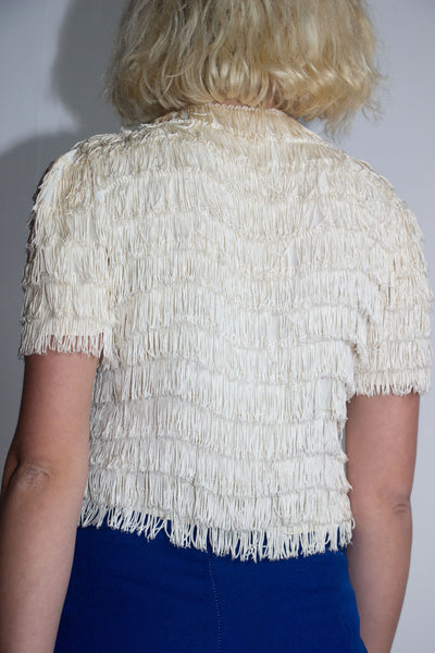 Vintage 1930's White Fringe Blouse