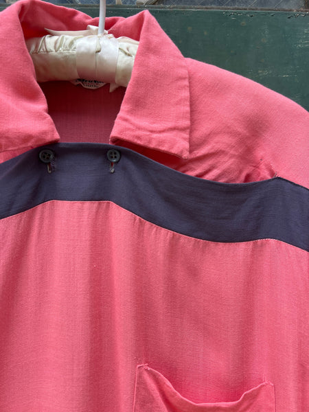 Vintage 1940's Rayon Pink Short Sleeve Shirt