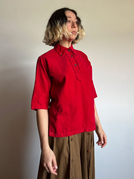 Vintage 1940's Red Corduroy Blouse