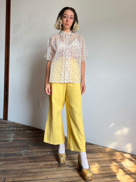Vintage 1940's Nylon Button Down Shirt, Floating Records