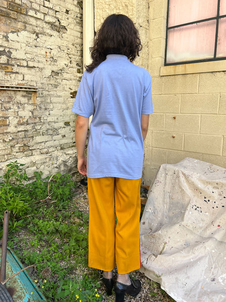 Vintage 1960's Cotton Periwinkle Short Sleeve Turtleneck