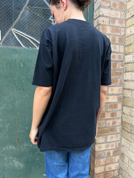 Vintage 1960's Black Cotton Short Sleeve Turtleneck