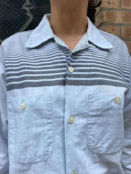 Vintage 1940's Cotton Loop Collar Long Sleeve Shirt