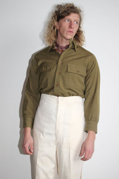 Vintage Chin Strap Wool Army Button Down