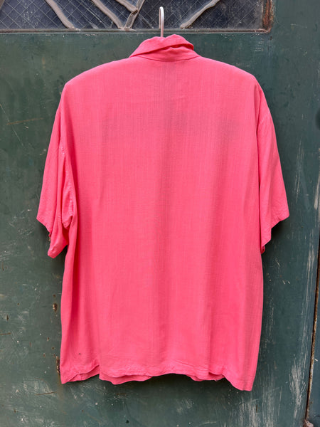 Vintage 1940's Rayon Pink Short Sleeve Shirt