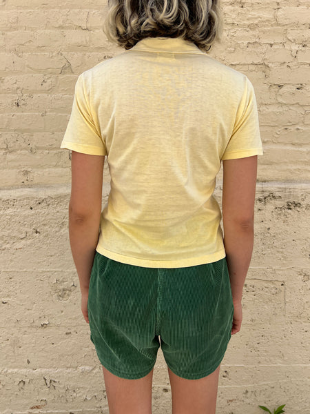 Vintage 1940's - Early 1950's Women's Yellow Cotton Collared Shirt