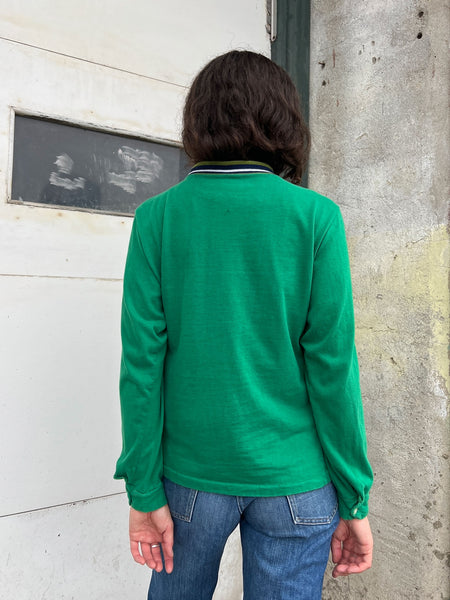 Vintage 1960's - Early 70's Green Long Sleeved Cotton Shirt