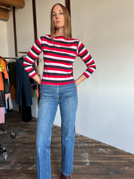 Vintage 1950's - Early 1960's Striped Cotton Boat Neck Shirt