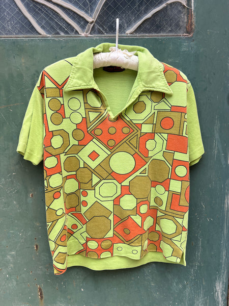 Vintage 1960's Cotton Geometric Print Shirt