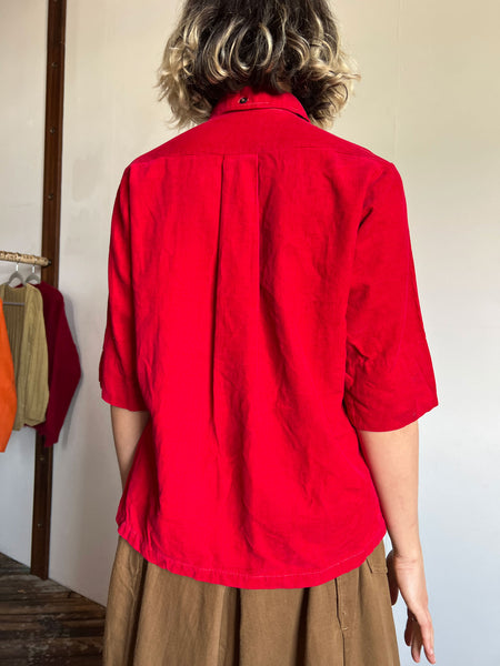 Vintage 1940's Red Corduroy Blouse