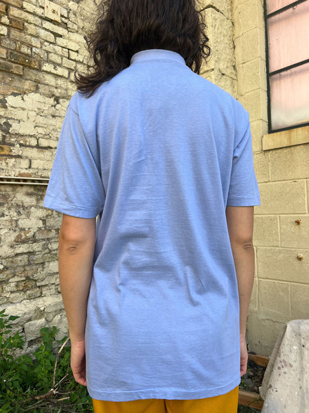 Vintage 1960's Cotton Periwinkle Short Sleeve Turtleneck