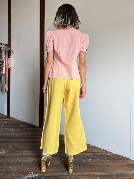 Vintage 1930's - 1940's Pink and White Striped Blouse