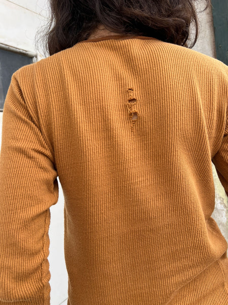 Vintage 1960's Goldenrod Cotton Ribbed Shirt