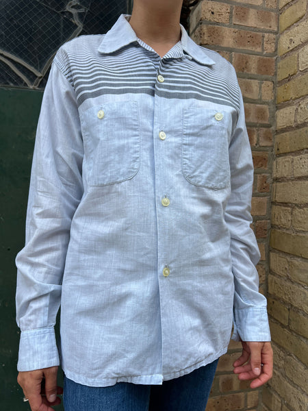 Vintage 1940's Cotton Loop Collar Long Sleeve Shirt
