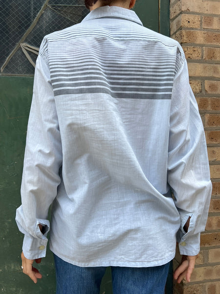 Vintage 1940's Cotton Loop Collar Long Sleeve Shirt