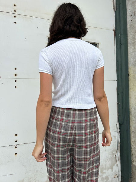 Vintage 1960's White Waffle Knit Baby Tee