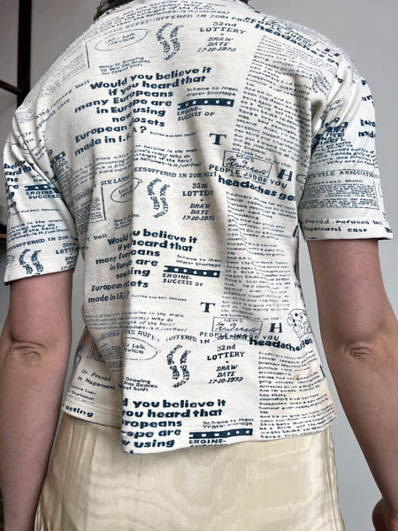 Vintage 1970's Newspaper Print T-Shirt