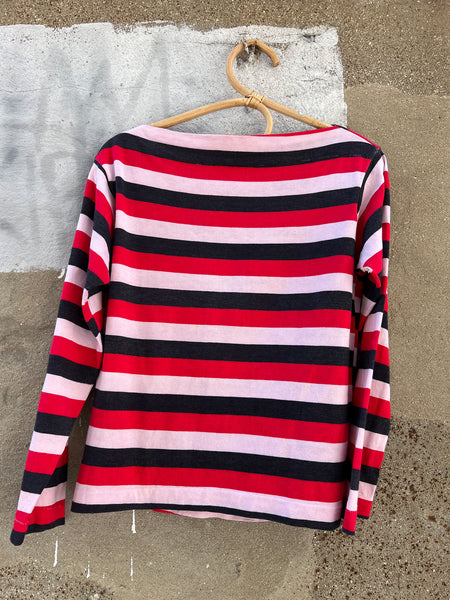 Vintage 1950's - Early 1960's Striped Cotton Boat Neck Shirt