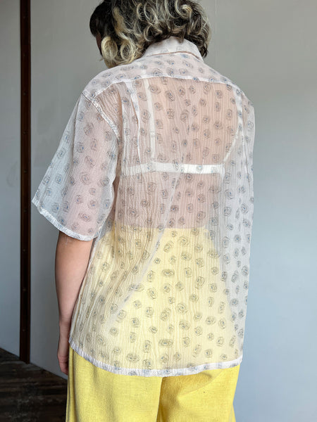 Vintage 1940's Nylon Button Down Shirt, Floating Records