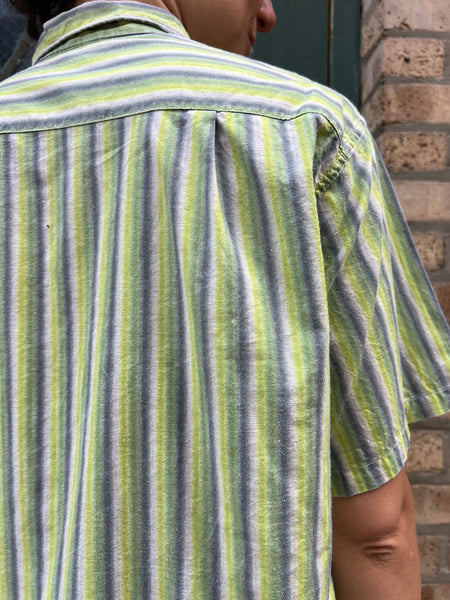 Vintage 1950's Striped Cotton Button Down Short Sleeve Shirt