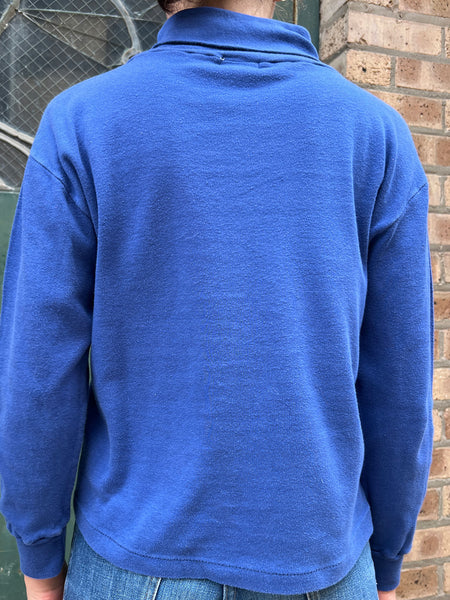 Vintage Single Stitch Blue Cotton Turtleneck