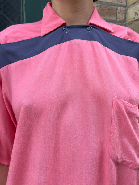 Vintage 1940's Rayon Pink Short Sleeve Shirt